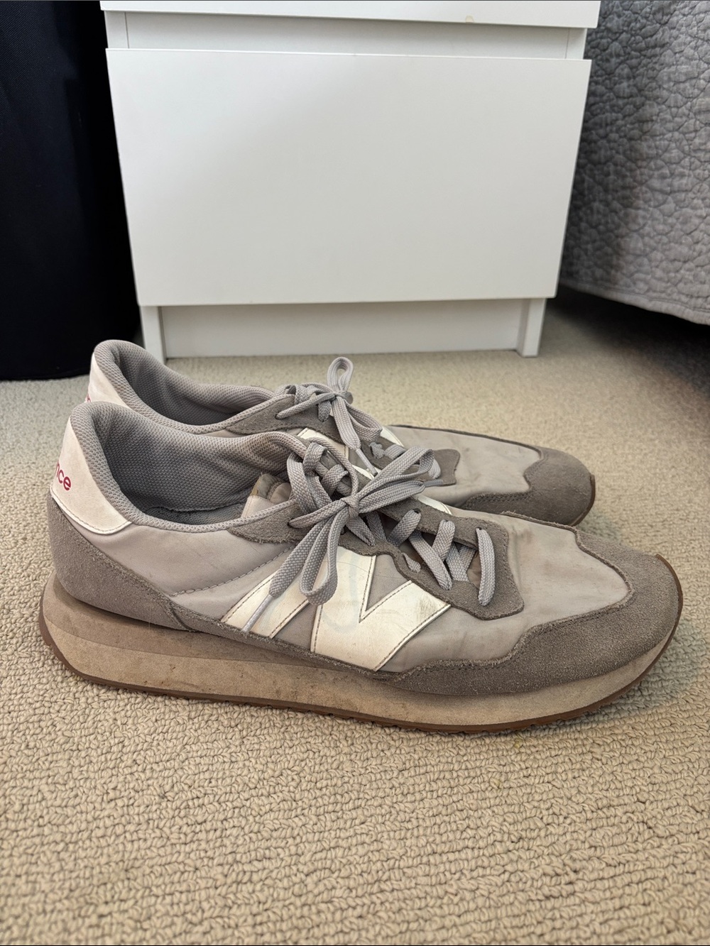 New Balance 237 Gray and White Retro Runner Sneakers